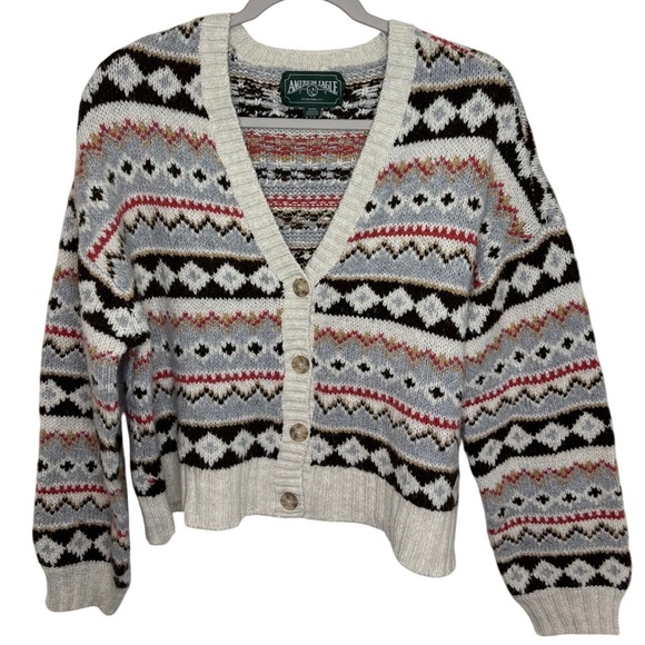 American Eagle Outfitters Sweaters - American Eagle Fair Isle Cardigan Sweater Womens M Nordic Cabin Grandpa Core